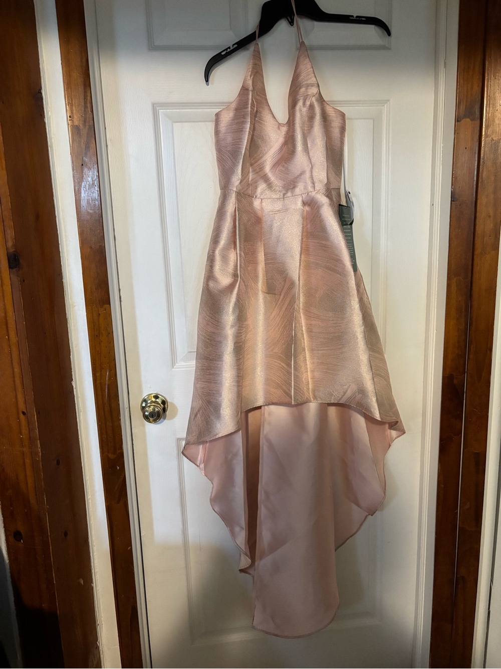 by & by Blush Pink High-Low Satin Formal Dress for Girls